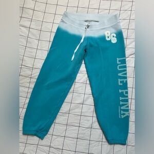 Y2K VSPink Blue Ombré Joggers Sweatpants | Love Pink Embroidered Patches | Sz: M